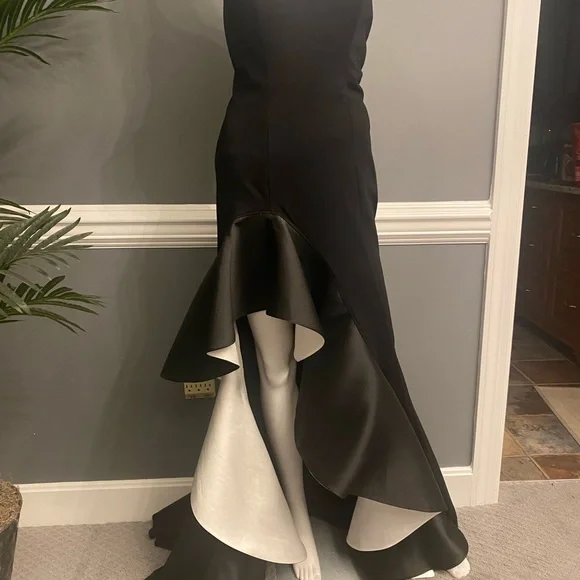 Jovani Black and White Strapless Ruffle Formal Dress. - Picture 5 of 12